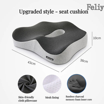 Memory Foam Office Chair Cushion Car Seat Support Waist Pillow Massage Lumbar Orthopedic Pillow Buttock Coccyx Cushion Back Pads - Wellness and Tech