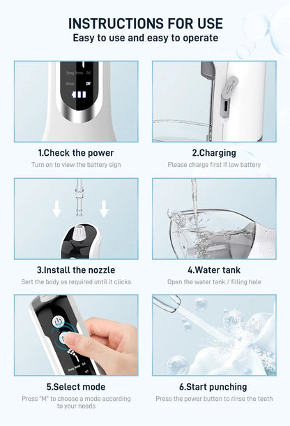 Adult Portable Oral Irrigator - Water Flosser - Wellness and Tech