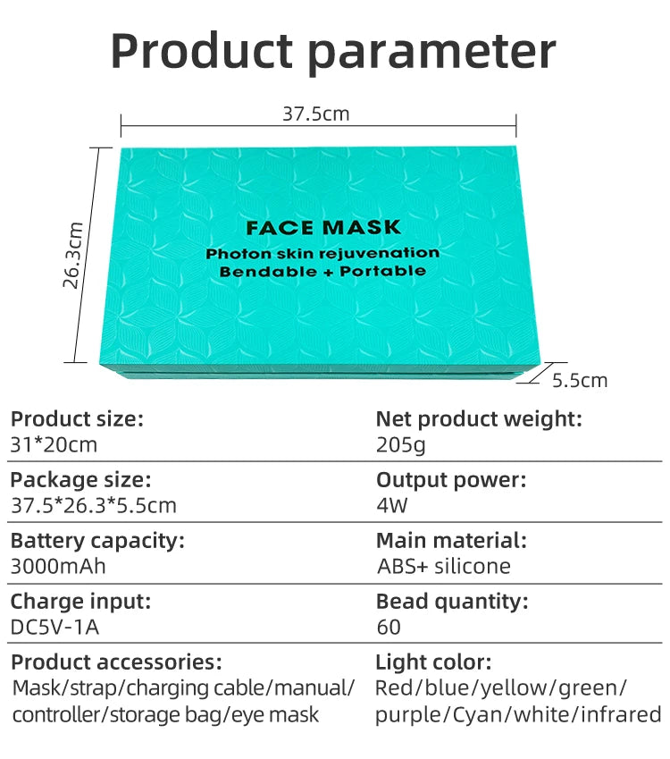 8 Colours Facial and Neck LED Mask - Wellness and Tech
