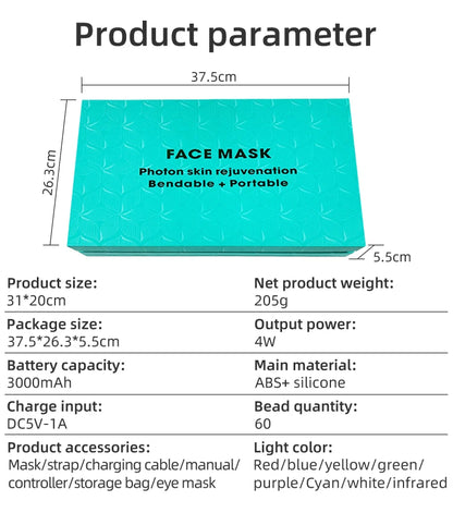 8 Colours Facial and Neck LED Mask - Wellness and Tech