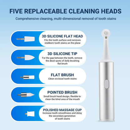 Electric Teeth Polisher 8pcs Replaceable Heads Dental Scaler Tartar Stain Plaque Remover Tooth Cleaner Whitener Oral Care - Wellness and Tech