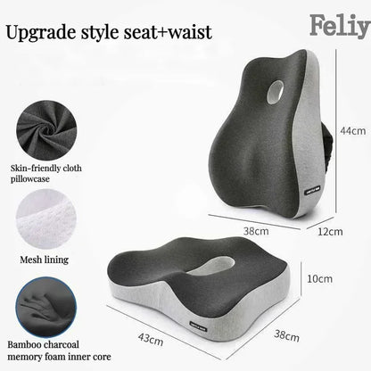 Memory Foam Office Chair Cushion Car Seat Support Waist Pillow Massage Lumbar Orthopedic Pillow Buttock Coccyx Cushion Back Pads - Wellness and Tech