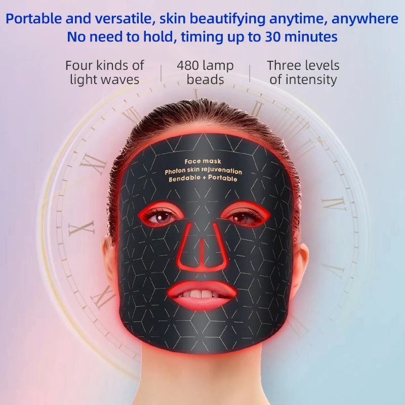 Silicone Infrared Red Light Therapy Face Mask for Skin Care Face Anti-aging - 4 Colours - Wellness and Tech