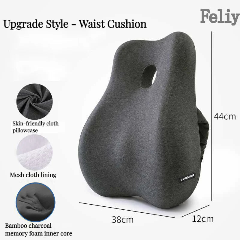 Memory Foam Office Chair Cushion Car Seat Support Waist Pillow Massage Lumbar Orthopedic Pillow Buttock Coccyx Cushion Back Pads - Wellness and Tech