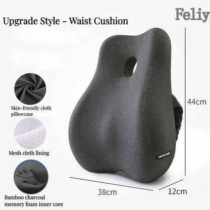 Memory Foam Office Chair Cushion Car Seat Support Waist Pillow Massage Lumbar Orthopedic Pillow Buttock Coccyx Cushion Back Pads - Wellness and Tech