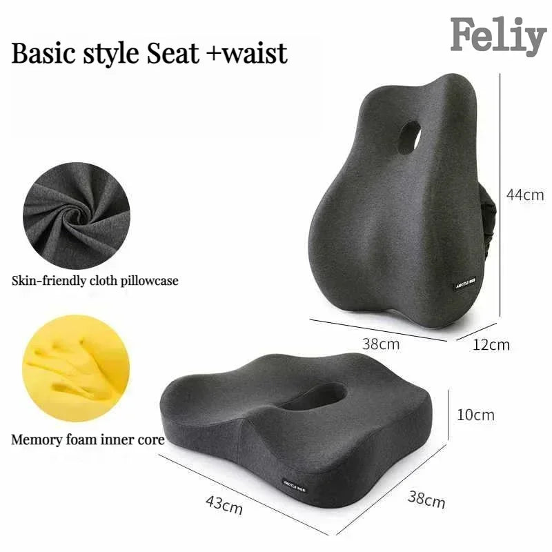 Memory Foam Office Chair Cushion Car Seat Support Waist Pillow Massage Lumbar Orthopedic Pillow Buttock Coccyx Cushion Back Pads - Wellness and Tech