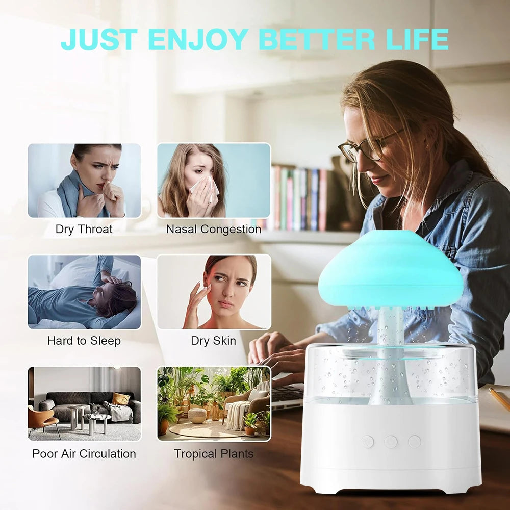 Cloud Raindrop Atmosphere Lamp Night Light | Essential Oil Small Aromatherapy Machine
