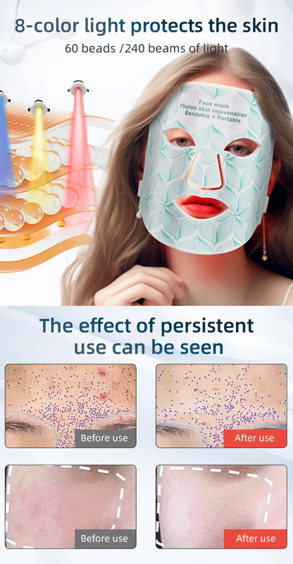 8 Colours Facial and Neck LED Mask - Wellness and Tech