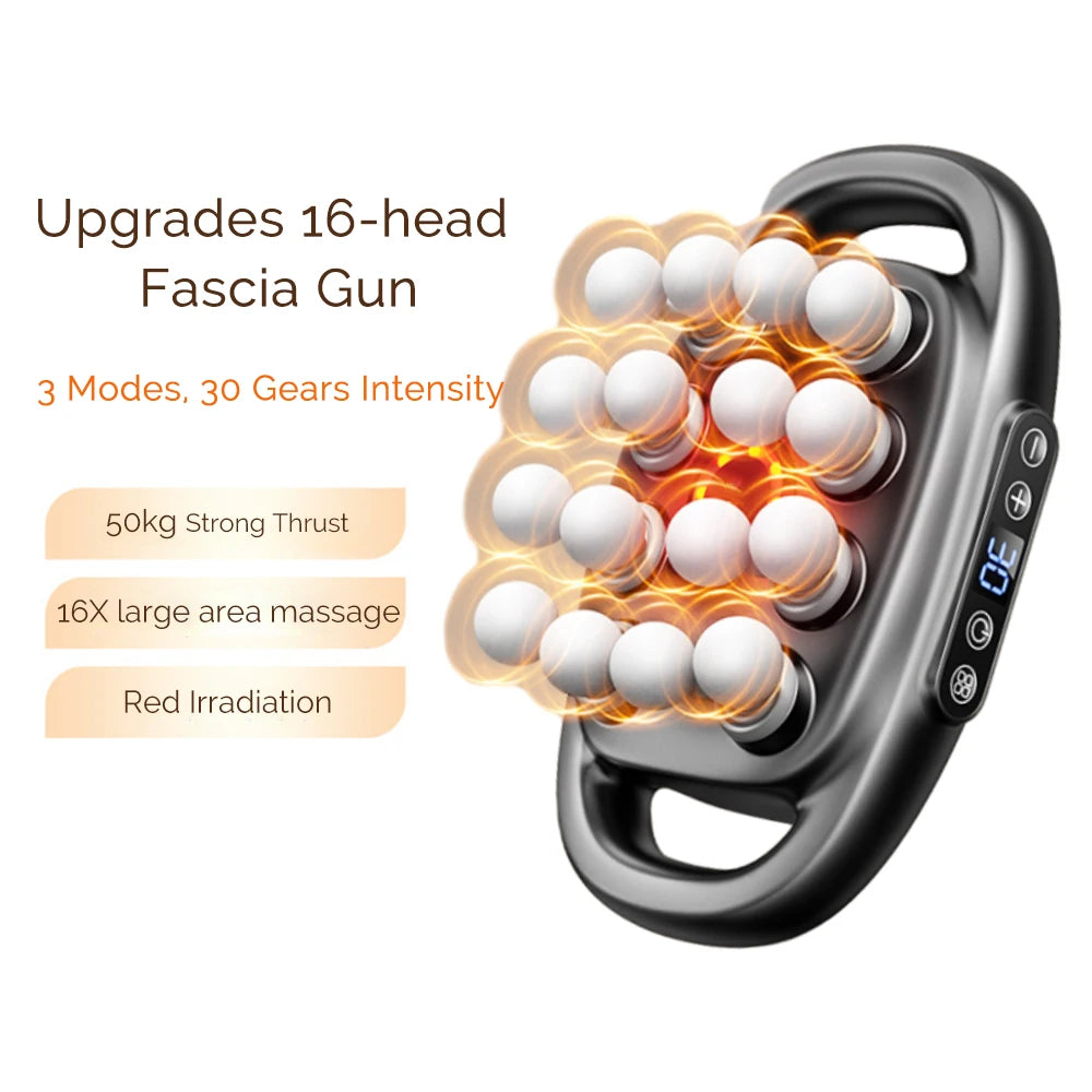 16 Head Fascia Gun High Frequency Vibration Body Massage Machine - Wellness and Tech