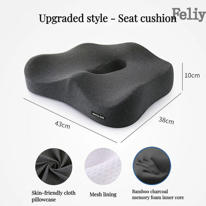 Memory Foam Office Chair Cushion Car Seat Support Waist Pillow Massage Lumbar Orthopedic Pillow Buttock Coccyx Cushion Back Pads - Wellness and Tech