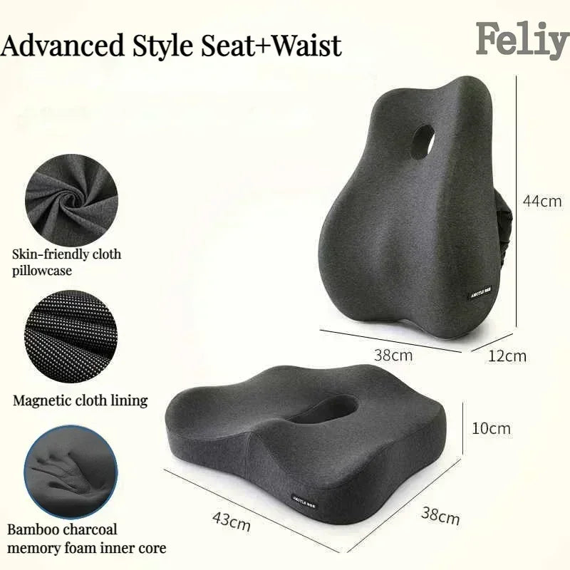 Memory Foam Office Chair Cushion Car Seat Support Waist Pillow Massage Lumbar Orthopedic Pillow Buttock Coccyx Cushion Back Pads - Wellness and Tech