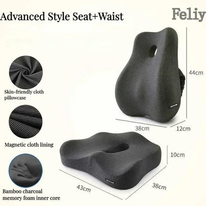 Memory Foam Office Chair Cushion Car Seat Support Waist Pillow Massage Lumbar Orthopedic Pillow Buttock Coccyx Cushion Back Pads - Wellness and Tech