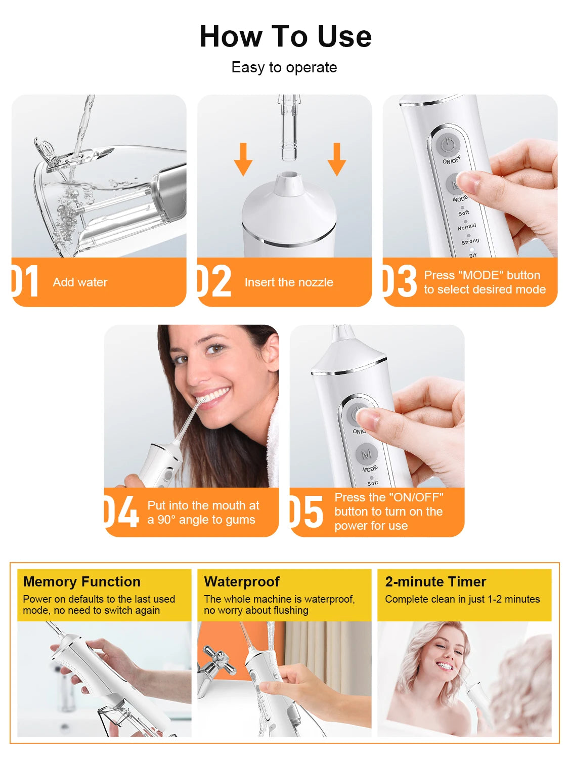Adult Portable Oral Irrigator - Water Flosser - Wellness and Tech